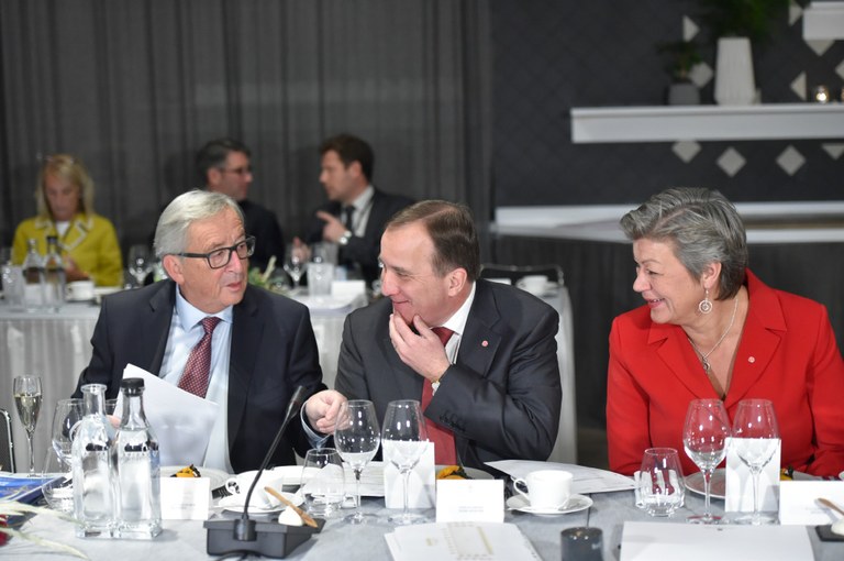 Jean-Claude Juncker, Stefan Löfven, Ylva Johansson Foto: Mikael Sjöberg, Regeringskansliet