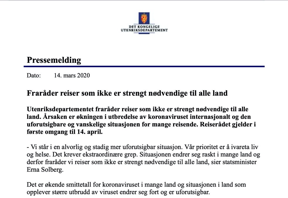 UD reiseråd norsk UD reiseråd