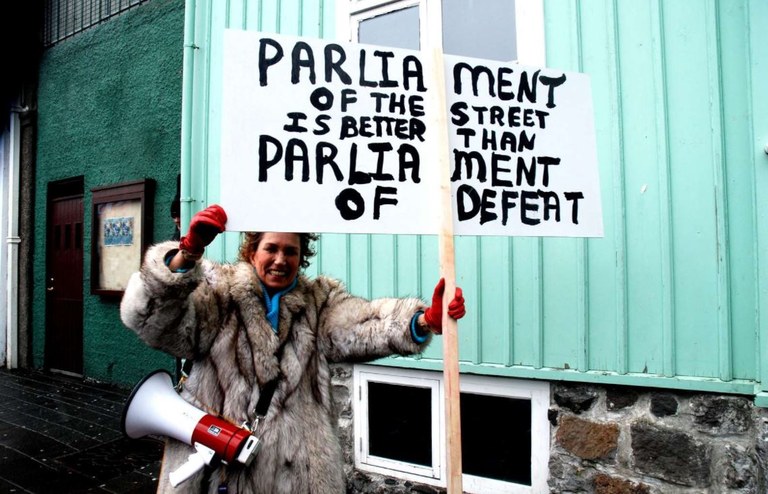 Isländsk demonstration Foto: Ane Cecilie Blichfeldt/norden.org