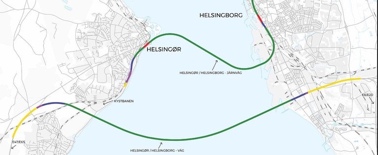Karta Helsingborg - Helsingör Kalla H-H-forbindelsen