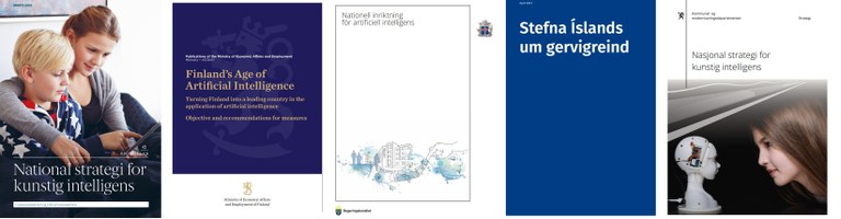 Nordiska AI-rapporter Forsider av rapportene